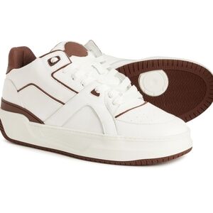 Brand New NIB Just Don White and Brown Mens Low Luxury Sneakers